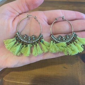 American Eagle green fringe earrings